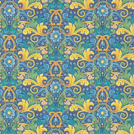 Bright Florentine Scroll and Flower Italian Paper ~ Kartos Italy